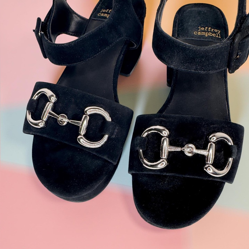 Jeffrey Campbell Black Sandals with Metallic Accents